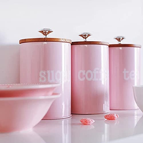 Crysdaralovebi Nuovi serbatoi di stoccaggio utensili da cucina in acciaio multifunzione colore tè caffè zucchero scatola quadrata caso Househould qualità bella (rosa)