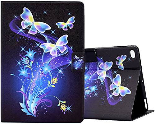 ONETHEFUL hülle Book Cover Etui für Apple iPad 9.7 2017 2018 / iPad Air 2013 / iPad Air 2 2014 Schutzhülle PU Leder Tablet Tasche Case Huelle mit Ständer - blumenschmetterling
