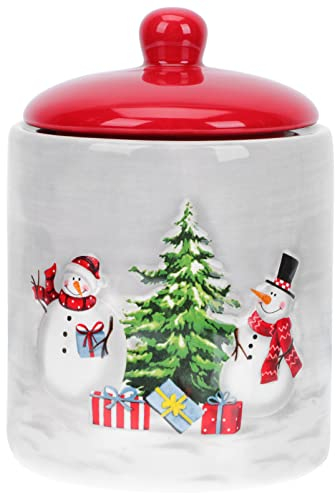 Weihnachten Keksdose Keramik Dose Vorratsdose: Gebäckdose Plätzchendose mit Deckel Teedose Kaffeedose Zuckerdose Bonboniere Vorratsbehälter Süßigkeiten Dose für Lebensmittel Kaffeebohnen Behälter