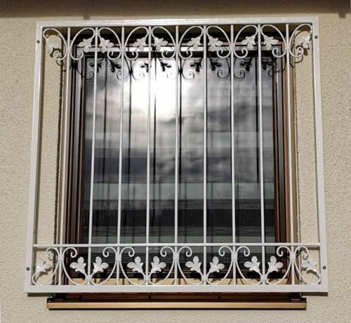 Fenstergitter Metall Schmiedeeisen Einbruchschutz Monaco-Z100 flex Verzinkt nach Maß, Breite Universal Alles:Breite 65 cm