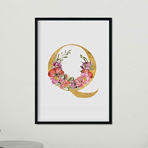 Nacnic Letter Q Frame Poster Rose Gold Alphabet Pictures A3 Framed