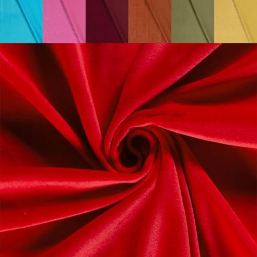 Nicki Stoff Meterware - Samtstoff stretchig - weicher Fleece - Nicky Velour - Nikistoff - Velourstoff - kuschelig weich *Ab 50cm, Farbe: 015 rot