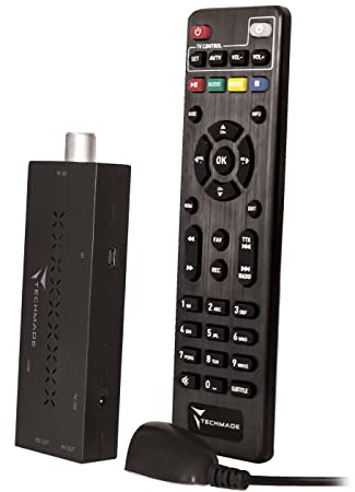 Decoder Stick Techmade | Digital Terrestrisch DVB T2 HDMI TV Stick, Dolby Audio HD 1080P DVB-T2 HD Smart TV/Multimedia Wiedergabe mit Fernbedienung 2 in 1