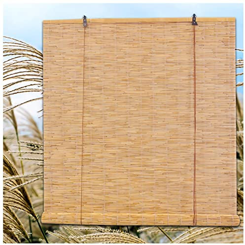 Tenda a Lamella in Canna Naturali,Leggero Tenda di Canna,Tende di Paglia Tessute a Persiana Tenda Oscurante Tipo di Sollevamento Tende,per Finestre,Porte e Balcon (W50xH140cm/19.7x55.1in)