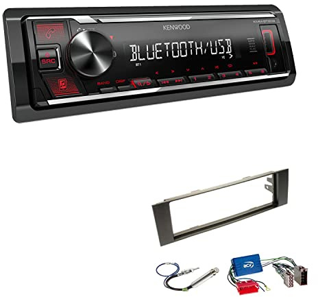 Kenwood KMM-BT209 1-DIN Autoradio Media Receiver Bluetooth USB AUX mit Einbauset kompatibel mit Audi A3 2003-2006 schwarz