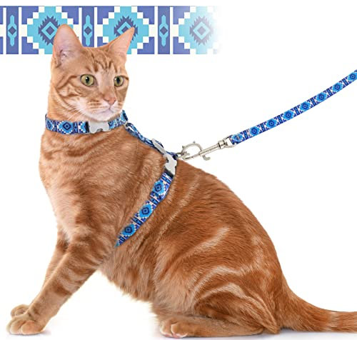 Supet Katzengeschirr und Leine, ausbruchsicher, verstellbare Katzenleine und Geschirr-Set zum Spazierengehen, leichtes Katzengeschirr für große, kleine Kätzchen