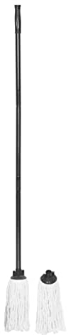 K-ONE Cotton Floor Mop Head with Handle and 1 Extra Refill, for Quick Cleaning Bathroom & Kitchen Floor Laminate, Tile & Hard Floors – Washable – Absorbent Cotton Mop