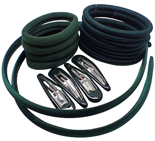 Topkids Accessories 26pc School Hair Accessories Gift Set Hair Accessories for Girls Hair Clip Hair Colour Girls Hair Accessories Gift Set Hair Clip Hair Band Hair Bands for Girls (Bottle Green)