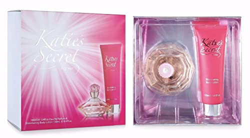 Katies Secret 2-teiliges Parfüm-Geschenk-Set für Damen – 100 ml Eau de Parfum & 130 ml schimmernde Körperlotion