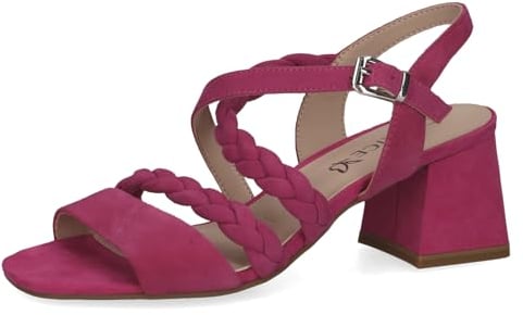 CAPRICE Damen Sandalen mit Absatz aus Leder mit Fußbett, Lila (Fuchsia Suede), 38 EU