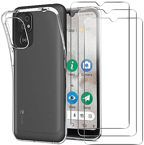 KUSINHOKA Coque pour Doro 8100 4G/8100 Plus + [3 Pièces] Verre Trempé, Transparent Silicone [Antichoc] Étui de Protection, [Anti-Rayures] Mince Souple TPU Case Housse