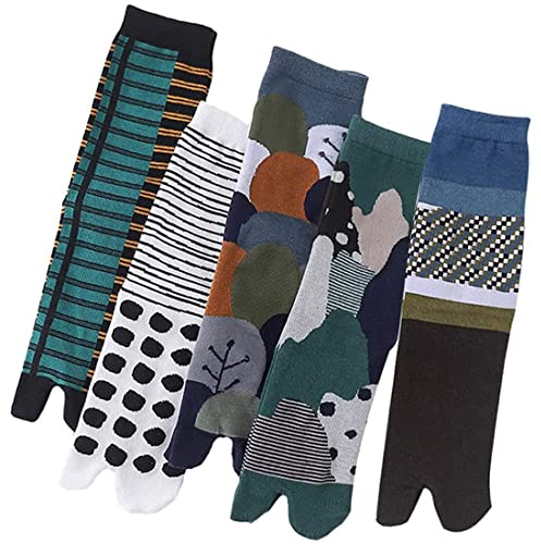 Zehensocken, Tabi-Socken 5 Paar, große Zehen-Flip-Flop-Socken, stilvolle Baumwoll-Flip-Flop-Socken für Damen und Herren, 2-Zehen-Tabi-Socken