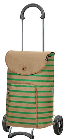 ANDERSEN Einkaufstrolley - Scala Shopper Eske grün | mit Flüsterrädern, klappbar, aus Stahl, bis 40 kg - Tasche mit Kordelzug, Fronttasche, Reflektoren, 47 L