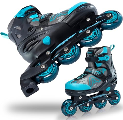 Apollo Champion Rollers réglables pour garçons et filles à partir de la taille 31, jusqu'à la taille 42, rollers en ligne de qualité supérieure pour enfants et adultes avec roues