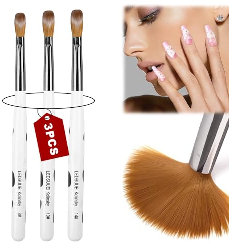 LEDSUUEI【Kolinsky】Acrylic Nail Brushes - Size 8/10/14 Professional Kolinsky Nail Brushes for Acrylic Powder,Nail Acrylic Brush for Nail Art Pen DIY Decoration Acrylic Tool Nail Polish Brush
