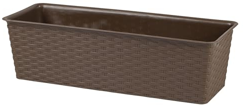 Annastore Balkonkasten - Blumenkasten aus Kunststoff in Rattan-Optik L 30 cm oder L 40 cm - Blumenkästen für Balkon und Terrasse wetterfest - Balkonkästen wetterfest (Mokka, 50 x 19 x 14,5 cm)
