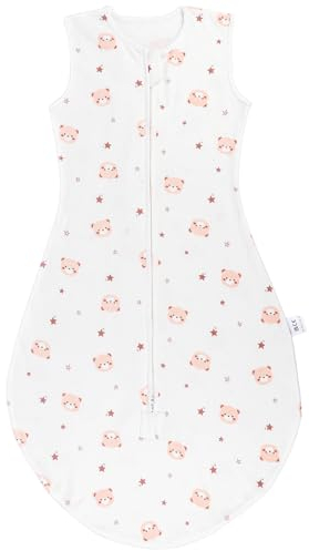 Taricor Babyschlafsack Sommer 0.5 Tog, Musselin Schlafsack Baby, 100% Baumwolle Innenschlafsack Baby, Seitlicher Reißverschluss Ärmellos schlafsack frühling baby für 0-6 Monate (S, 65 cm)