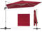 COSTWAY 3M Cantilever Garden Parasol, Square Offset Banana Umbrella with Tilted Design, 360° Rotation, Crank Handle & Cross Base, 8-Rib Outdoor Hanging Sun Shade for Patio Market (Wine)