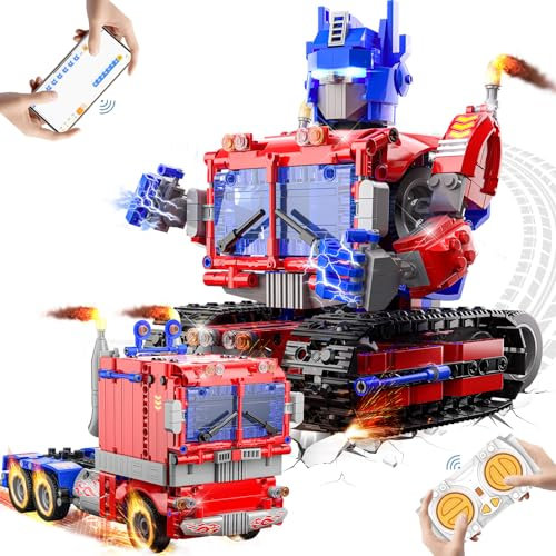 BuzzoXerex Tecnologia Robot Telecomandato per Bambini, 2 in 1 Kit di Giocattoli da Costruzione Robot Trasformabili e Auto da Corsa con App e Telecomando, Giocattoli Robotizzati Regalo per Bambini