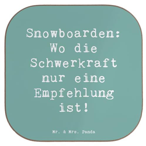 Mr. & Mrs. Panda Flaschenuntersetzer Spruch Snowboarden: Wo die Schwerkraft nur eine Empfehlung ist! - Geschenk, Sprünge, Freiheit, Abenteuer,