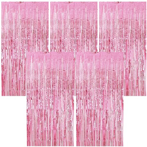 Torytoe Lametta Vorhänge Champagner Gold, 5 Stück Metallische Glitzervorhang Geburtstag 1x2M Folie Vorhang Glitzer Folienfransen Vorhang für Geburtstage Festivals Hochzeit Party Bühnendekor