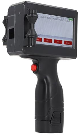 Plyisty Handheld-Drucker, Handheld-Tintenstrahldrucker mit LED-Touchscreen, Tragbarer 600-dpi-Drucker, Inkjet-Kodierungsmaschine, Druckhöhe 0,08–0,5 Zoll (EU-Stecker AC110-240V)