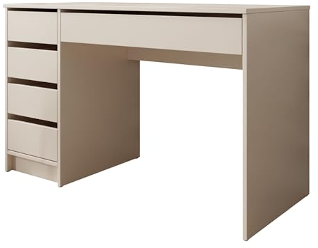 Mirjan24 Schreibtisch Ada, 5 Universale Schubladen Schülerschreibtisch Computertisch Kinderschreibtisch Arbeitstisch PC-Tisch Jugendzimmer Kinderzimmer (Sandbeige)