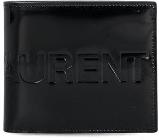 Saint Laurent Herren East/West Geldbörse aus gebürstetem Leder, Schwarz