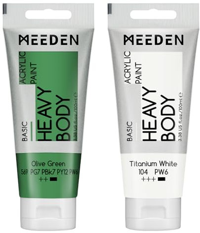 MEEDEN Pintura Acrílica Verde Oliva: Tubo de Pintura Acrílica de 100 ml, con Titanio Adicional Blanco, para Vidrio de Tejido de Madera