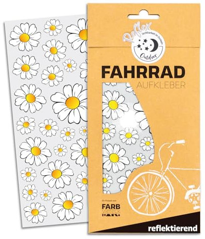 Farbviereck Gänseblümchen Aufkleber reflektierend wetterfest für Fahrrad - Roller - Kinderwagen - Helm Blumen Sticker als Fahrradaufkleber Blümchen | R0017