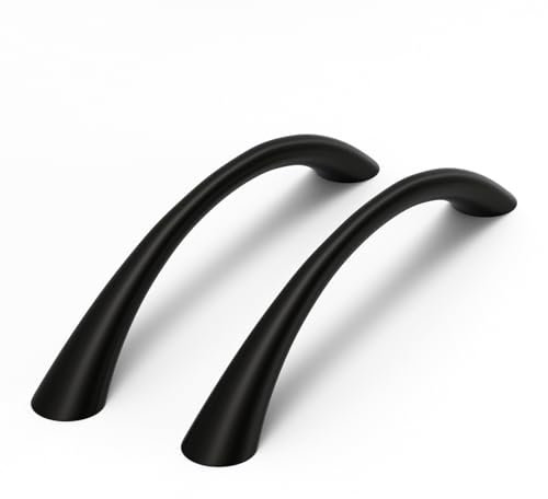 LONTAN 20 Stück Griffe für Küchenschränke, 128mm Lochabstand Schrankgriffe Schwarz, Gewölbte Möbelgriffe Schwarz, Modern Matt Küchengriffe, Schubladengriffe, Griffe Möbel