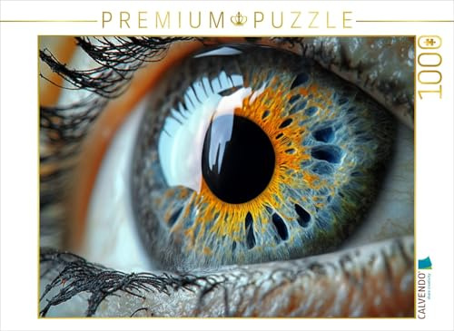CALVENDO Puzzle Stahlblaue Augen mit orangefarbenen Iris-Akzenten | 1000 Teile Lege-Größe 64 x 48 cm Foto-Puzzle für glückliche Stunden