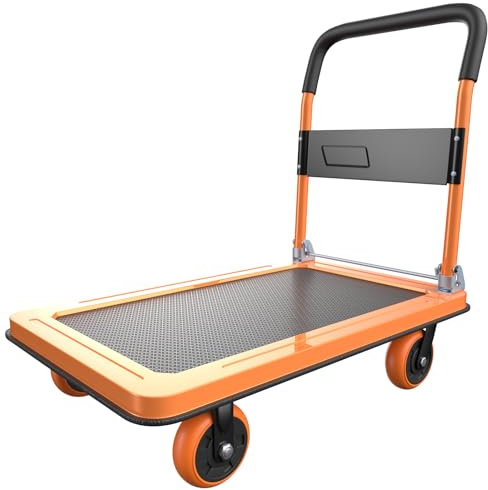 NiceyCare Faltbarer Stahl-Plattformwagen (90×60 cm) – 500 kg Tragfähigkeit, für Lagerhäuser, Haushalte & Gewerbe | platzsparender Transportwagen
