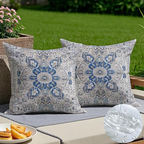Vorysum Outdoor Kissen Wetterfest 40x40 cm Boho Dekokissen Vintage Kissenbezüge Sommer Abstrakte Kissenhülle Kunst Sofakissen Modern Zierkissenbezüge für Wohnzimmer Garten Couch 2er Set