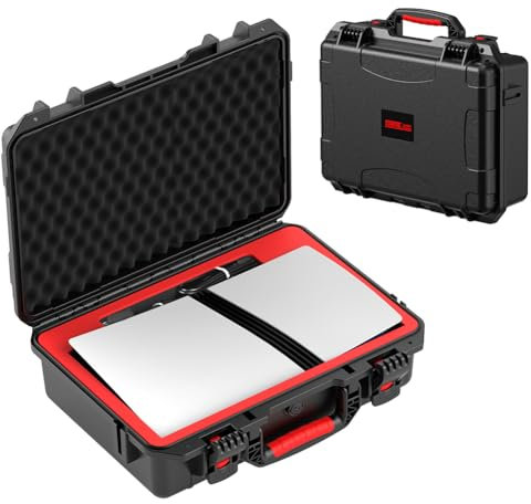 Fiorky Traging-Reisekoffer for PS5 Pro Hard Case wasserdichte tragbare Aufbewahrungskoffer Schocksicheres Schutzbeutel Anti-Kratzer-Koffer for Plystation 5 Pro Disc & Digital Edition