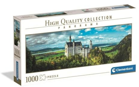 Clementoni Jigsaw Puzzle 1000 pieces Panorama Collection, The Neuschwanstein Castle, Puzzle for Adults 14-99 Years, Made in Italy, 39883