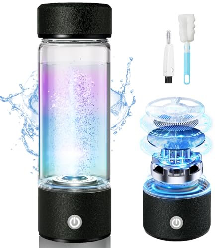 LOZITX 2025 Hydrogen Water Bottle, H2 Concentration up to 2 Times 3 Minutes / 3000 PPM, Strongest H2 Activity, with 8nmO2-H2 Separation Technology for Office, Black