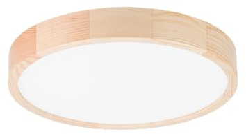 STOLARNIA PIKA Schlafzimmerlampe - Runde Holz Deckenlapme Naturkiefer LED 24W-4000K (∅37 cm) - Modern Helle Deckenleuchte für, Wohnzimmer, Flur, Küche - Stilvolle Kiefernholz LEJA