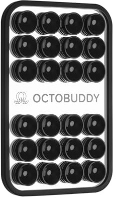 OCTOBUDDY Mirror - Saugnapf-Handyhalterung mit Spiegel - Imperiales Schwarz | Smartphone-Silikonhalterung mit eingebautem Spiegel - freihändige Selfies und Videos - Zubehör für Content Creation