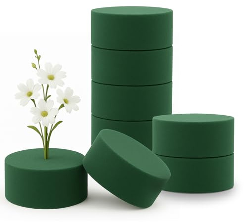 Minfuerang 8 Stück Rundes Steckschaum 8 x 4 cm,Blumensteckschaum Zylinder,Nasssteckschaum,Blumenschaum für Schnittblumen,Steckmoos für Partys,Familienfeiern Hochzeiten
