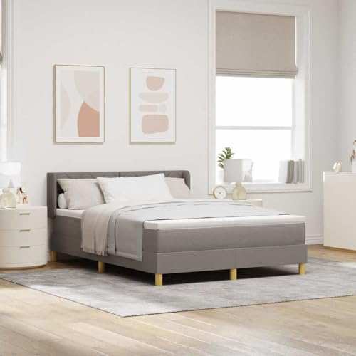 vidaXL Boxspringbett mit Matratze Taupe 140 x 190 cm Stoff, Schlafzimmer-Einrichtung, modernes Bett, höhenverstellbarer Boxspring, Bequeme Matratze, ergonomische Kopfstütze