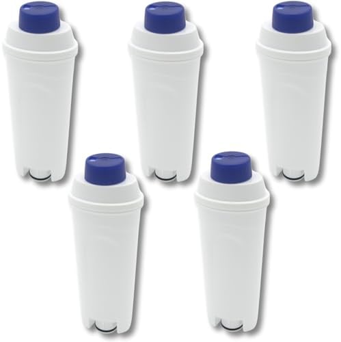 SOS Accessoire 5 filtri dell'acqua di ricambio per macchine da caffè DeLonghi ECAM, Eletta, Dinamica, DLSC002, Magnifica, ETAM Autentica e Diver