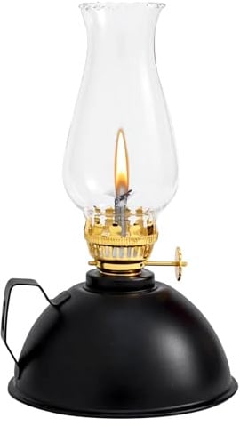 PORFOYO Petroleumlampe, Öllampe aus Glas mit Regulierbare Flame, Öllampe Laterne, Sturmlaterne Petroleum, Vintage Kerosin Lampe, Laternenkammer Öllampes für Indoor, Haus, Garten, Camping
