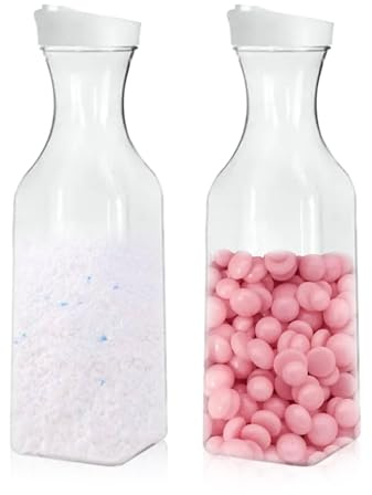 2pcs 1.5L Transparent Detergent Dispenser - Reusable Laundry Powder Storage with Durable PP for Fabric Softener