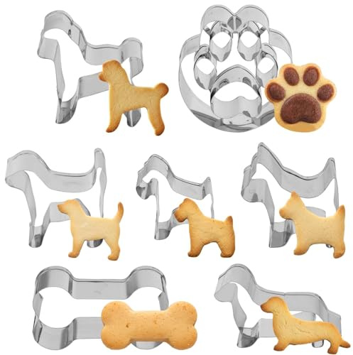 7 Pezzi Tagliabiscotti Ossa, Tagliabiscotti Zampe, Stampini Biscotti per Cani in Acciaio Inossidabile, Stampini per Biscotti a Forma di Cani, per Biscotti Dolcetti Cottura Al Forno