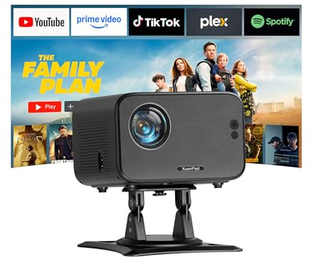 Smart Mini Beamer 4K kompatibel mit Apps XuanPad 3500 ANSI Beamer mit Autofokus & Trapezkorrektur, WiFi6 & Bluetooth, 210° Heimkino/Outdoor Space Black Projektor für Handy/PC