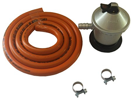 Kit cocina a gas portatil - Incluye regulador de gas, tubo butano de 1.5 metros y dos abrazaderas