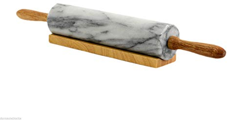 Mattarello in Marmo Bianco Carrara con Base Legno Horwood ROLLING PIN & Stand