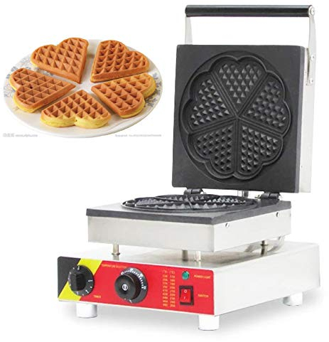 Hanchen Heart Shape Belgian Waffle Iron Machine Commercial Waffle Maker Baker NP-507 with Temperature/Time Control Stainless Steel Housing CE 220V