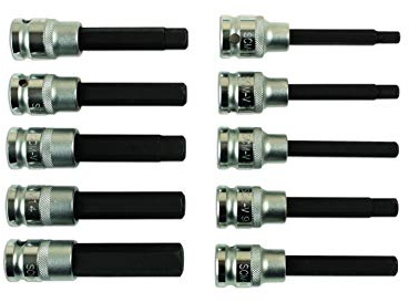 Laser 7162 Long Hex Socket Bit Set 1/2D 10pc